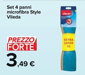 Carrefour Set 4 panni microfibra Style Vileda offerta