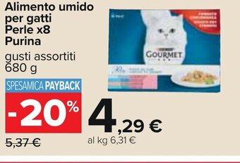 Carrefour Alimento umido per gatti Perle x8 Purina gusti assortiti 680 g offerta