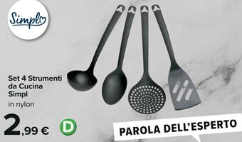 Carrefour Set 4 Strumenti da Cucina Simpl in nylon offerta