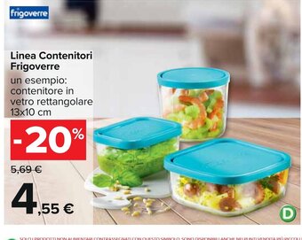 Carrefour Linea Contenitori Frigoverre un esempio: contenitore in vetro rettangolare 13x10 cm offerta