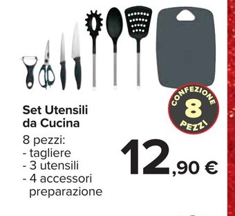Carrefour Set Utensili da Cucina 8 pezzi: - tagliere - 3 utensili - 4 accessori preparazione offerta