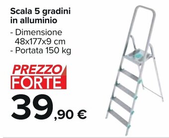 Carrefour Scala 5 gradini in alluminio - Dimensione 48x177x9 cm offerta