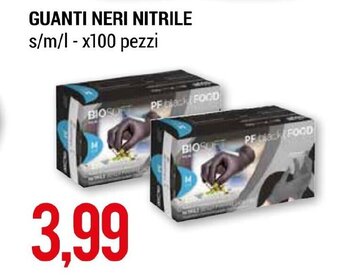 GUANTI NERI NITRILE s/m/l-x100 pezzi