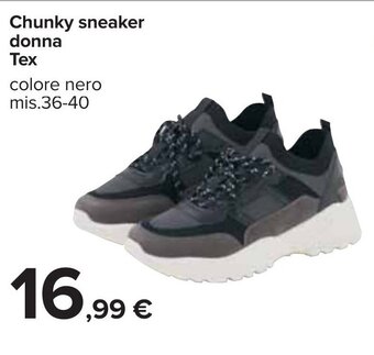 Carrefour Chunky sneaker donna Tex colore nero mis.36-40 offerta
