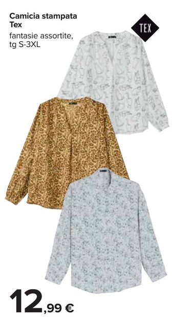 Carrefour Camicia stampata Tex fantasie assortite, tg S-3XL offerta