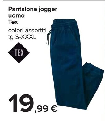 Carrefour Pantalone jogger uomo Tex colori assortiti tg S-XXXL offerta