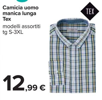 Carrefour Camicia uomo manica lunga Tex modelli assortiti tg S-3XL offerta