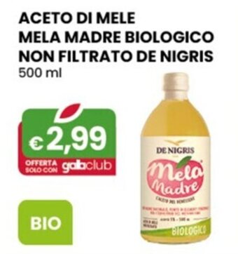 Gala Supermercati ACETO DI MELE MELA MADRE BIOLOGICO NON FILTRATO DE NIGRIS 500 ml offerta