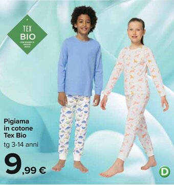 Carrefour Pigiama in cotone Tex Bio tg 3-14 anni offerta