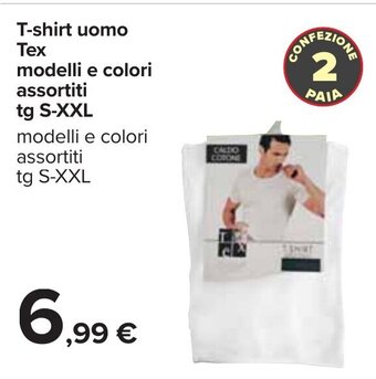 Carrefour T-shirt uomo Tex modelli e colori assortiti tg S-XXL offerta