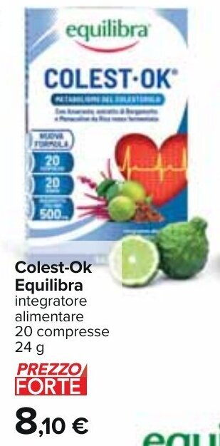 Carrefour Colest-Ok Equilibra integratore alimentare 20 compresse 24 g offerta