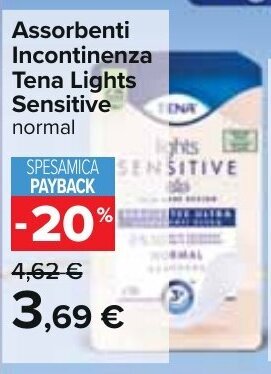 Carrefour Assorbenti Incontinenza Tena Lights Sensitive normal offerta