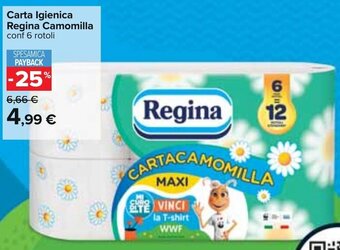 Carrefour Carta Igienica Regina Camomilla conf 6 rotoli offerta