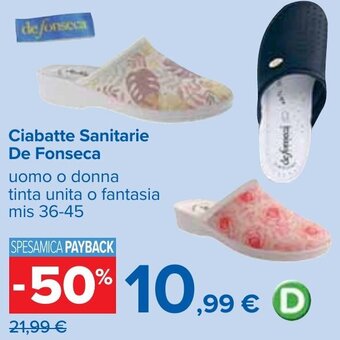 Carrefour Ciabatte Sanitarie De Fonseca uomo o donna tinta unita o fantasia mis 36-45 offerta