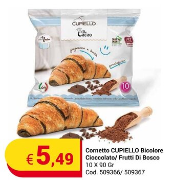 Centro Cash Cornetto CUPIELLO Bicolore Cioccolato/ Frutti Di Bosco 10 X 90 Gr offerta