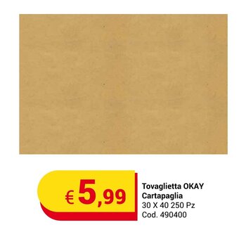 Centro Cash Tovaglietta OKAY Cartapaglia 30 X 40 250 Pz offerta