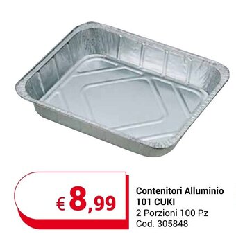 Centro Cash Contenitori Alluminio 101 CUKI 2 Porzioni 100 Pz offerta