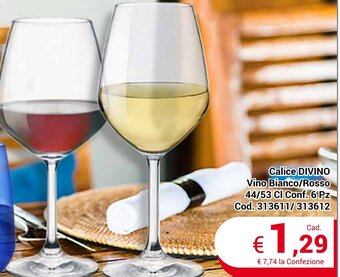 Centro Cash Calice DIVINO Vino Bianco/Rosso 44/53 Cl Conf. 6 Pz offerta