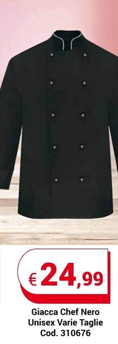 Centro Cash Giacca Chef Nero Unisex Varie Taglie offerta