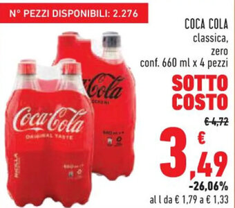 Conad Margherita COCA COLA classica, zero conf. 660 ml x 4 pezzi offerta