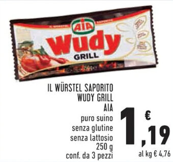 Conad Margherita IL WÜRSTEL SAPORITO WUDY GRILL AIA 250g conf. da 3 pezzi offerta