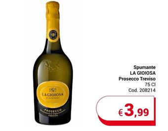 Spumante LA GIOIOSA Prosecco Treviso 75 CI