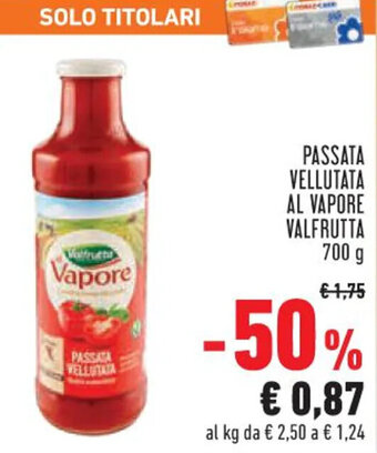 Conad Margherita PASSATA VELLUTATA AL VAPORE VALFRUTTA 700 g offerta