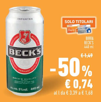 Conad Margherita BIRRA BECK'S 440 ml offerta