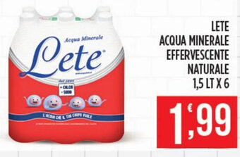 Euroesse LETE ACQUA MINERALE EFFERVESCENTE NATURALE 1,5 LT X 6 offerta