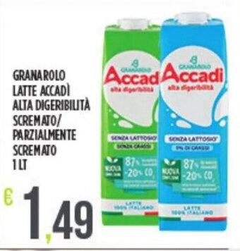 Euroesse GRANAROLO LATTE ACCADI ALTA DIGERIBILITÀ SCREMATO/ PARZIALMENTE SCREMATO 1LT offerta