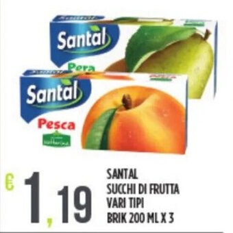 SANTAL SUCCHI DI FRUTTA VARI TIPI BRIK 200 ML X 3