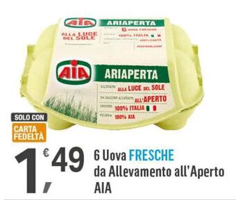 Supermercati Dok 6 Uova FRESCHE da Allevamento all'Aperto AIA offerta