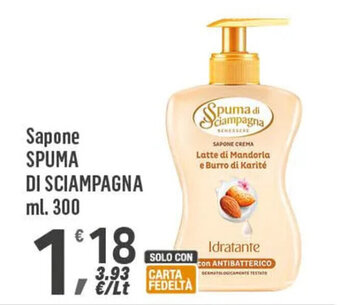 Supermercati Dok Sapone SPUMA DI SCIAMPAGNA ml. 300 offerta