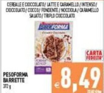 Supermercati Agorà PESOFORMA BARRETTE 372 g offerta