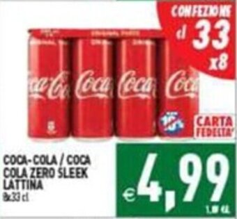 Supermercati Agorà COCA-COLA/COCA COLA ZERO SLEEK LATTINA offerta