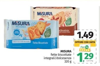 MISURA fette biscottate integrali/dolcesenza 320 g