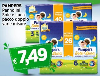 PAMPERS Pannolini Sole e Luna pacco doppio varie misure