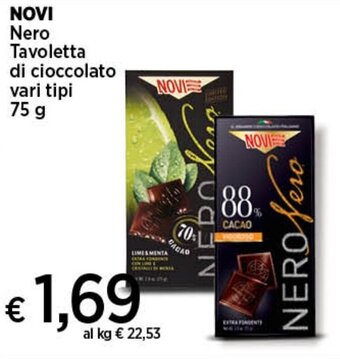 In Coop NOVI Nero Tavoletta di cioccolato vari tipi 75 g offerta