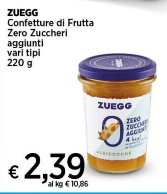 In Coop ZUEGG Confetture di Frutta Zero Zuccheri aggiunti vari tipi 220 g offerta