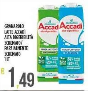 GRANAROLO LATTE ACCADI ALTA DIGERIBILITÀ SCREMATO/ PARZIALMENTE SCREMATO 1 LT