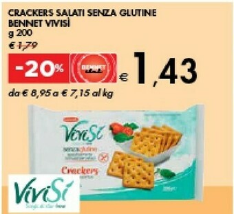 Bennet Bennet Vivisi Crackers Salati Senza Glutine offerta