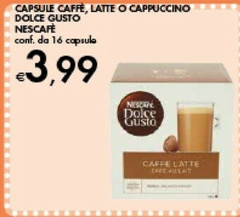 Bennet Nescafé Capsule Caffè/ Latte/ Cappuccino Dolce Gusto offerta