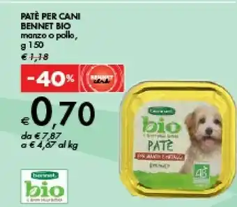 Bennet Bennet Bio Patè Per Cani Manzo O Pollo offerta