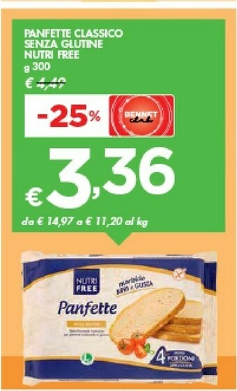 Bennet Nutri free Panfette Classico Senza Glutine offerta