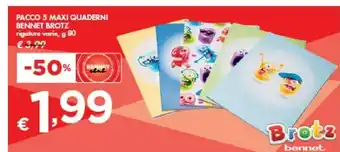 Bennet Bennet Brotz Pacco 5 Maxi Quaderni offerta