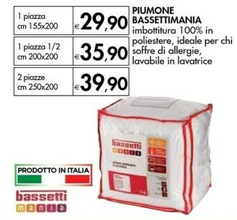 Bennet Bassetti Mania Piumone offerta