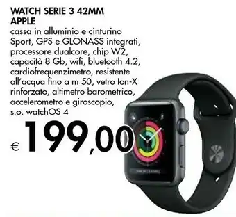 Bennet Apple Watch Series 3 GPS, 42mm In Alluminio Grigio Siderale Con Cinturino Sport Nero offerta