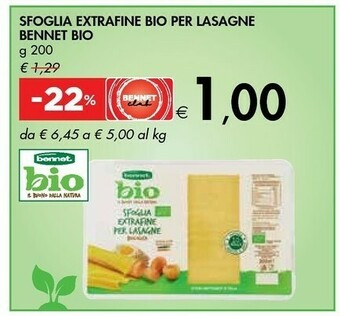 Bennet Bennet Bio Sfoglia Extrafine Bio Per Lasagne offerta