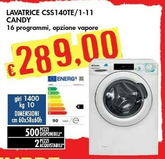Bennet Candy Smart CSS1410TE/1-11 Lavatrice Libera Installazione Caricamento Frontale 10 Kg 1400 Giri/min E Bianco offerta