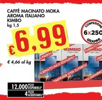 Bennet Kimbo Caffe Macinato Moka Aroma Italiano offerta